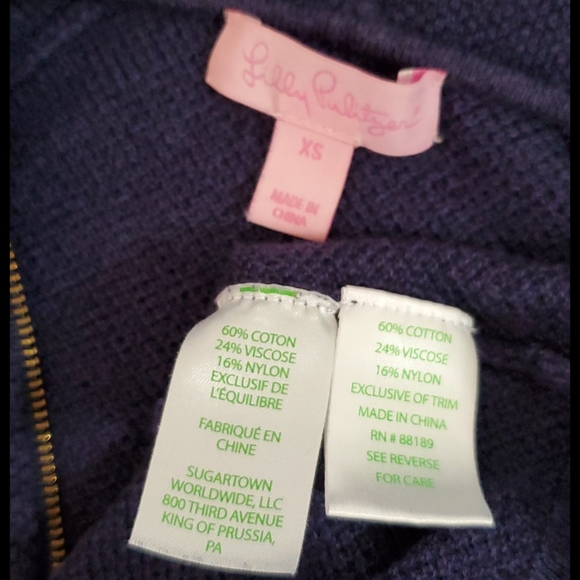 LILLY PULITZER zip hoodie bluish purple sz.XS - Picture 3 of 6